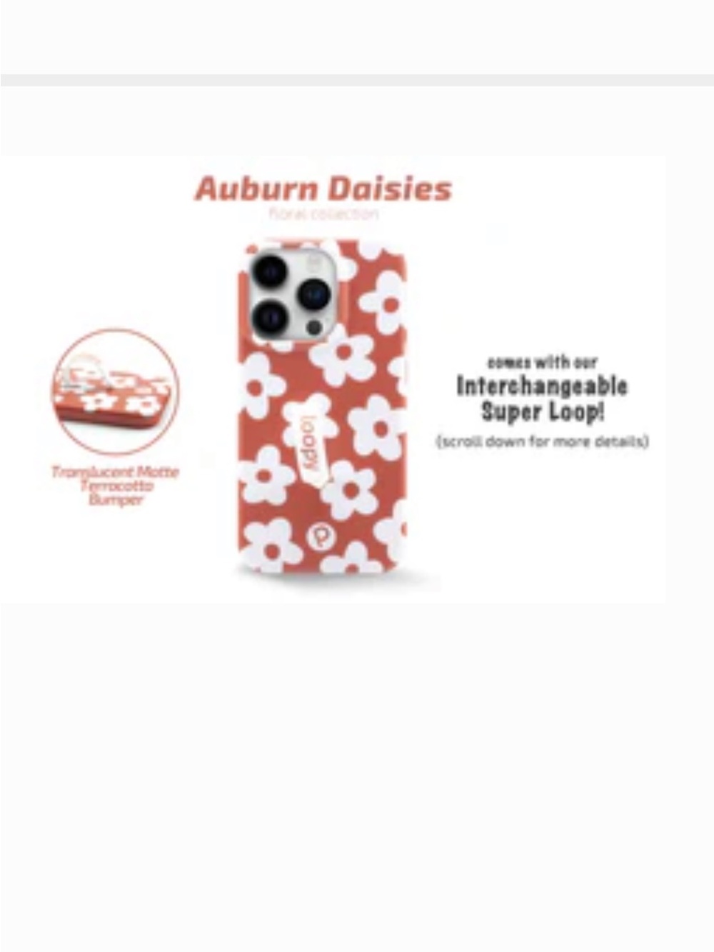 Loopy Case Red Floral Phone Case with White Grip